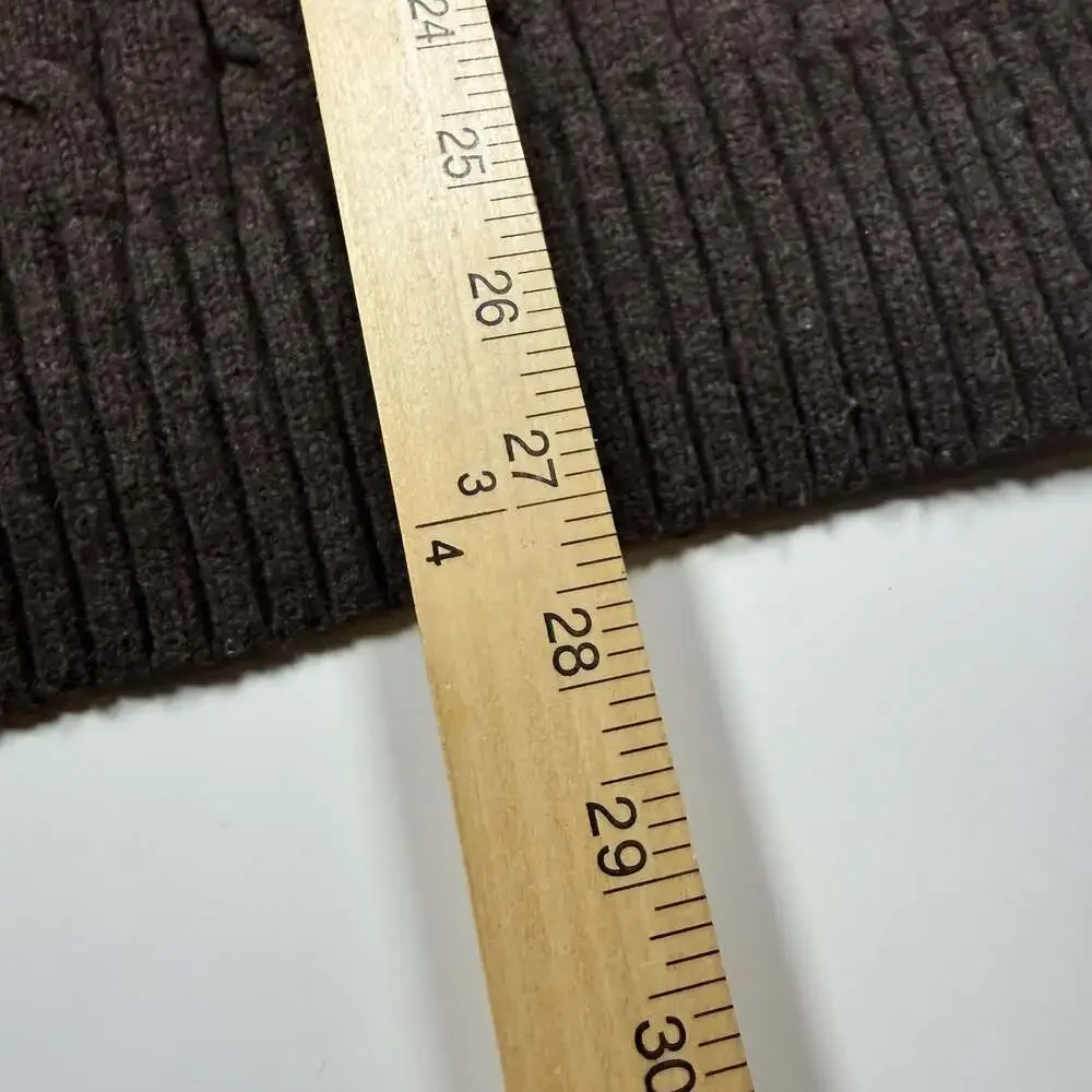 LL Bean Men's Lambswool Nylon Blend Cable Knit Crew Neck Sweater Brown XXL-REG